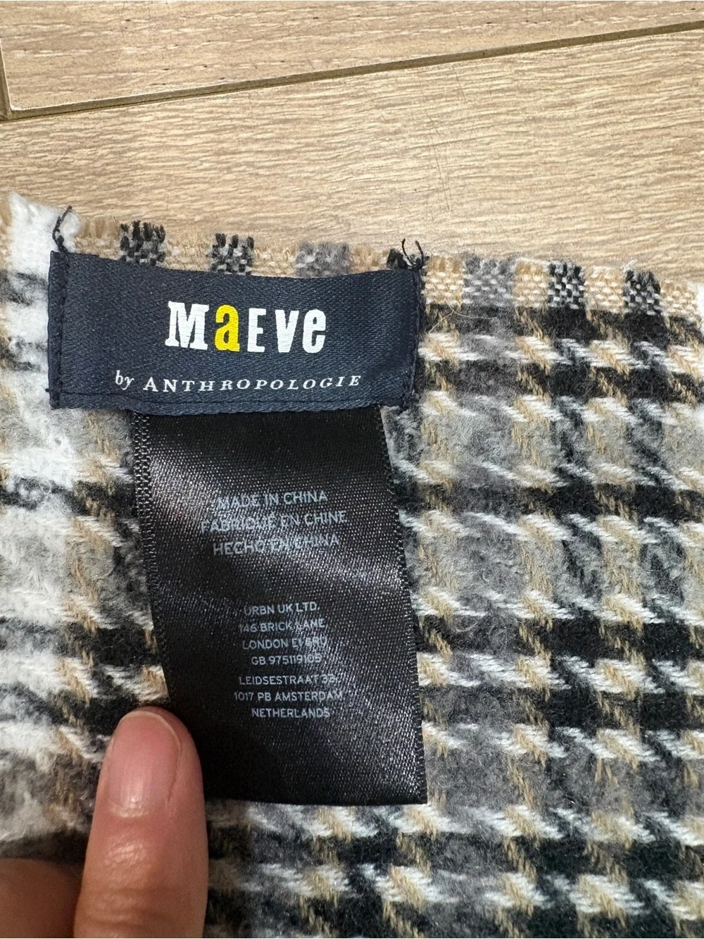 Anthropology Maeve Heritage Houndstooth Scarf Size 74” L